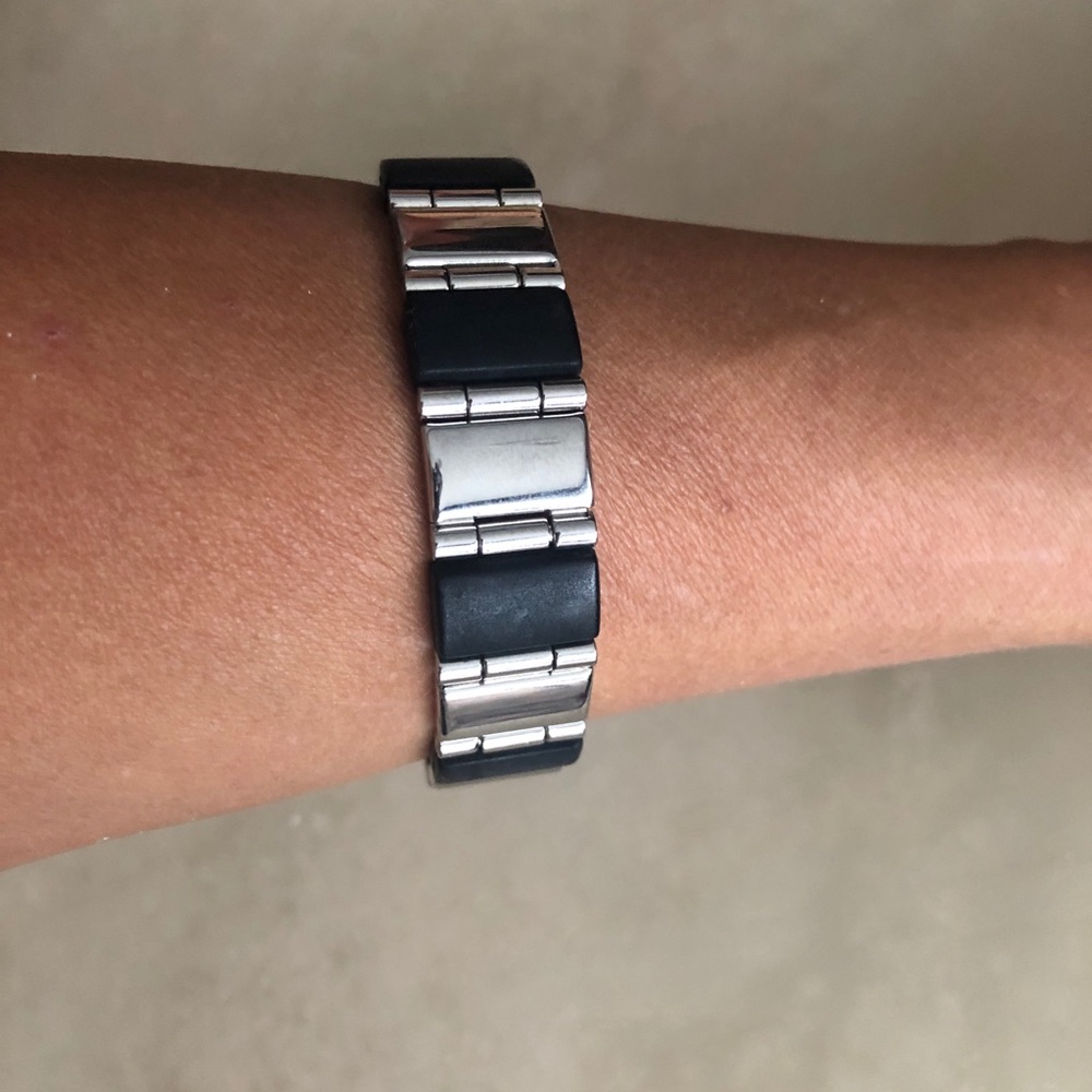 Stainless steel bracelet w/black rubber,excellent